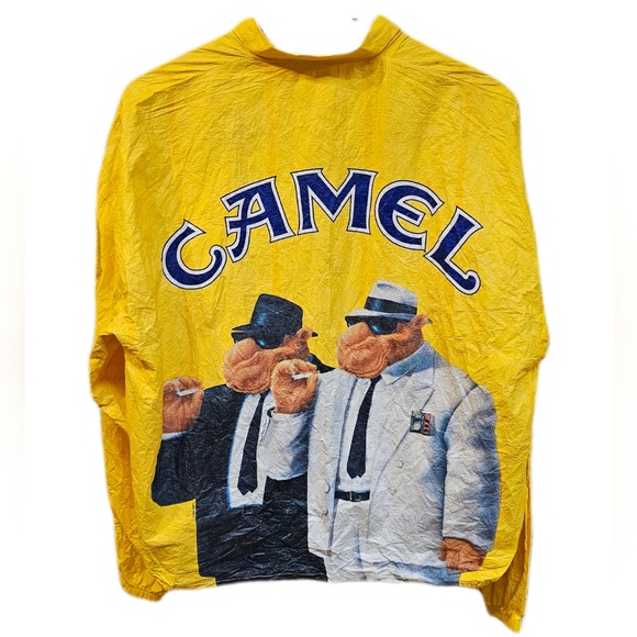 Joe Camel Tyvek Yellow Smoking Jacket 1990s Vintage Lightweight Mens XL 44-46 - Picture 1 of 15